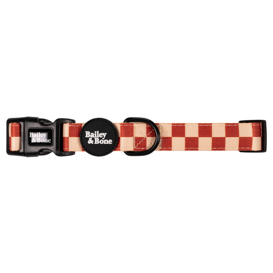 Brown And Beige Checkers Dog Collar
