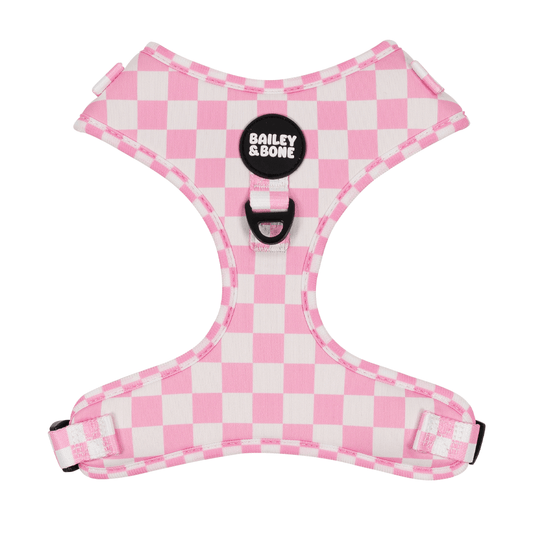 Pink And White Checkers Dog Harness