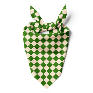 Bailey And Bone Pet Bandana Green And Beige Checkers Pet Bandana