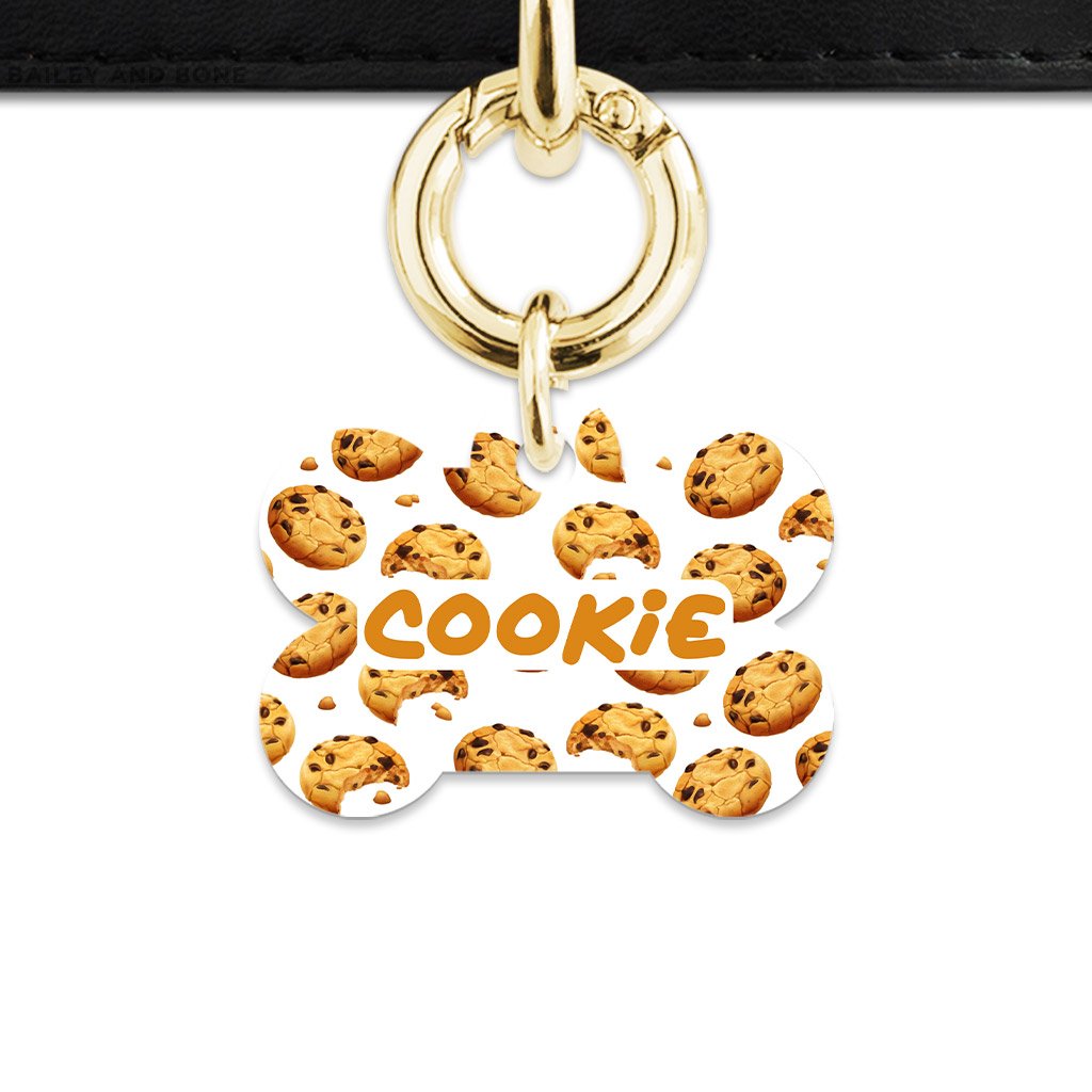 Bailey And Bone Pet Tag Bone / Gold Choc Chip Cookie Pet Tag