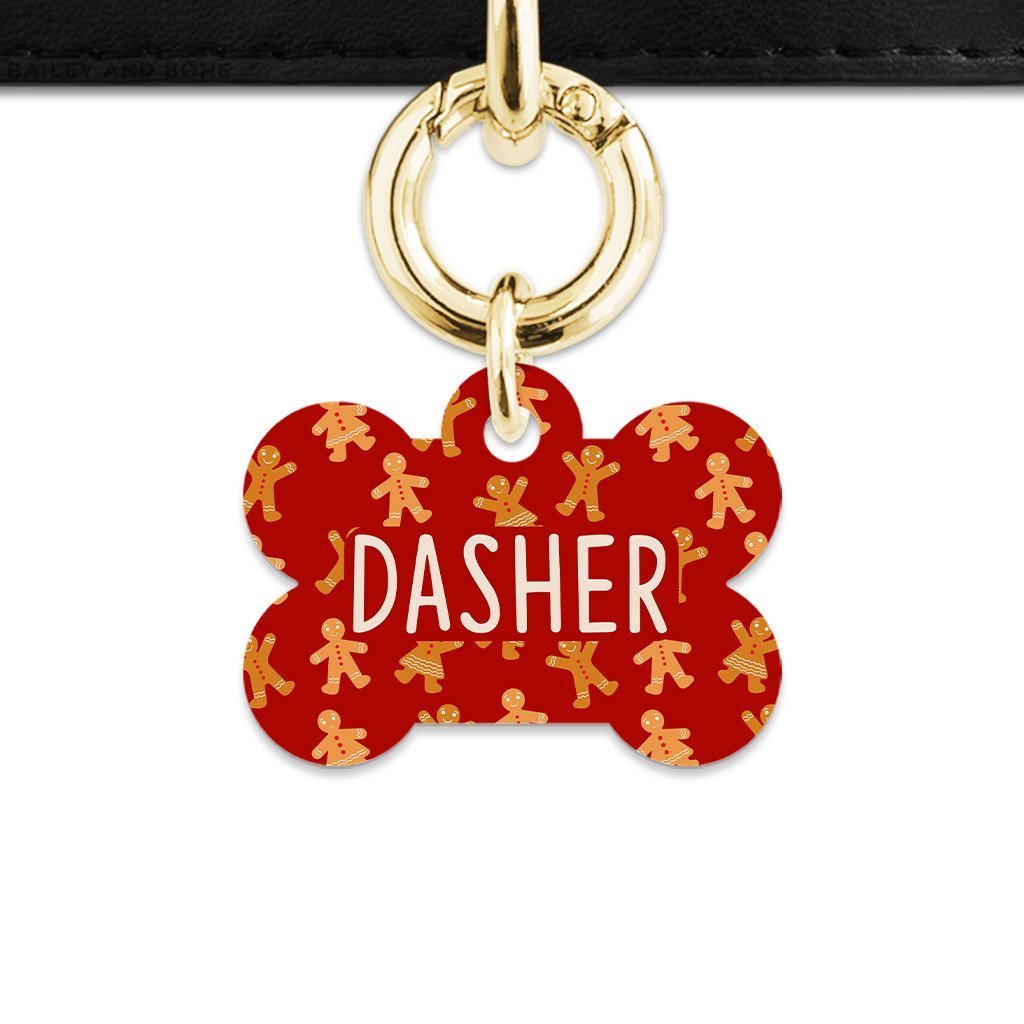 Bailey And Bone Pet Tag Bone / Gold Gingerbread People Pet Tag