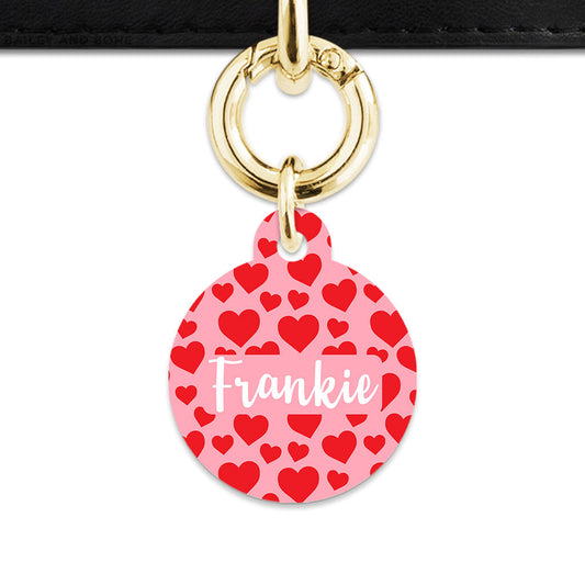 Bailey And Bone Pet Tag Pink And Red Love Hearts Pet Tag