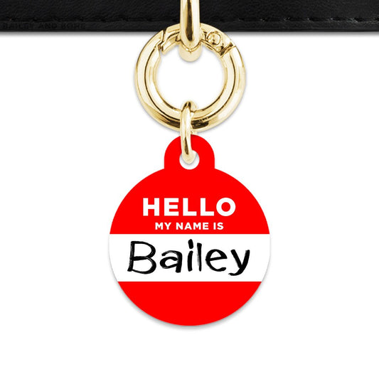 Bailey And Bone Pet Tag Red Hello My Name Is Pet Tag