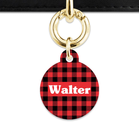 Bailey And Bone Pet Tag Red Plaid Pet Tag