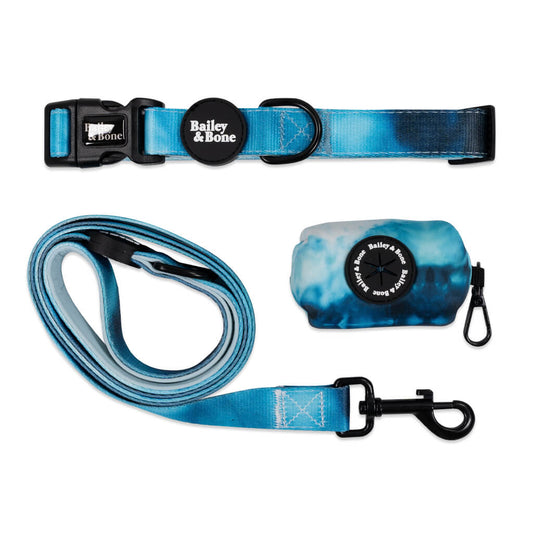 Blue Marble Tie Dye Collar And Lead Bundle