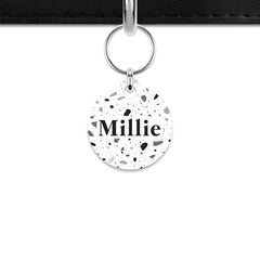 Black And White Terrazzo Mini Pet ID Tag
