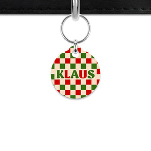 Bailey And Bone Mini Pet ID Tag Christmas Checkers Mini Pet Tag