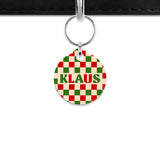 Bailey And Bone Mini Pet ID Tag Christmas Checkers Mini Pet Tag