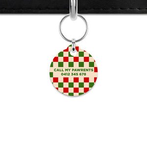 Bailey And Bone Mini Pet ID Tag Christmas Checkers Mini Pet Tag