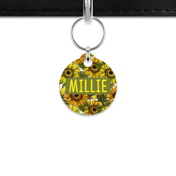 Bailey And Bone Mini Pet ID Tag Orange And Yellow Sunflowers Mini Pet Tag