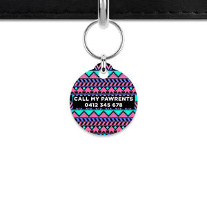 Bailey And Bone Mini Pet ID Tag Retro Shapes Pattern Mini Pet Tag