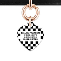 Bailey And Bone Pet ID Tag Black And White Checkers Pet Tag