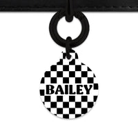 Bailey And Bone Pet ID Tag Black And White Checkers Pet Tag