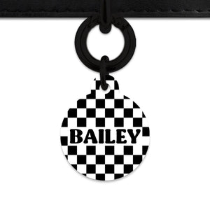 Bailey And Bone Pet ID Tag Black And White Checkers Pet Tag
