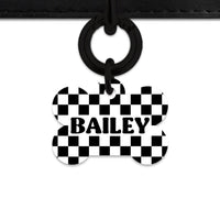 Bailey And Bone Pet ID Tag Black And White Checkers Pet Tag
