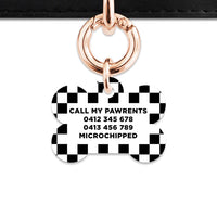 Bailey And Bone Pet ID Tag Black And White Checkers Pet Tag