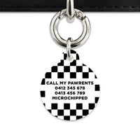 Bailey And Bone Pet ID Tag Black And White Checkers Pet Tag