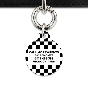 Bailey And Bone Pet ID Tag Black And White Checkers Pet Tag