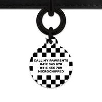 Bailey And Bone Pet ID Tag Black And White Checkers Pet Tag