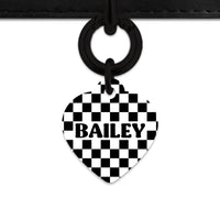 Bailey And Bone Pet ID Tag Black And White Checkers Pet Tag