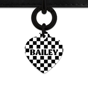 Bailey And Bone Pet ID Tag Black And White Checkers Pet Tag