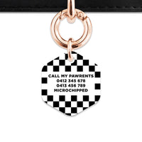 Bailey And Bone Pet ID Tag Black And White Checkers Pet Tag