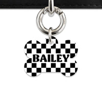 Bailey And Bone Pet ID Tag Black And White Checkers Pet Tag