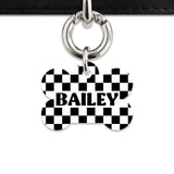 Bailey And Bone Pet ID Tag Black And White Checkers Pet Tag