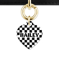Bailey And Bone Pet ID Tag Black And White Checkers Pet Tag