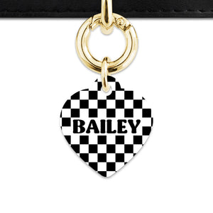 Bailey And Bone Pet ID Tag Black And White Checkers Pet Tag