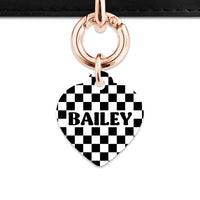 Bailey And Bone Pet ID Tag Black And White Checkers Pet Tag