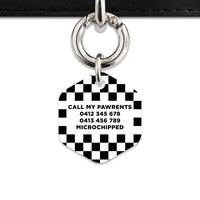 Bailey And Bone Pet ID Tag Black And White Checkers Pet Tag