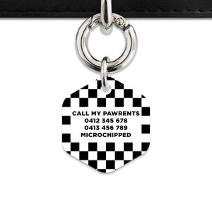 Bailey And Bone Pet ID Tag Black And White Checkers Pet Tag