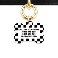 Bailey And Bone Pet ID Tag Black And White Checkers Pet Tag