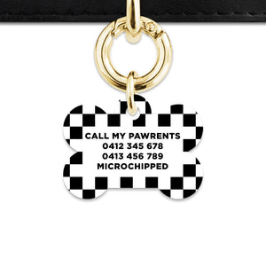 Bailey And Bone Pet ID Tag Black And White Checkers Pet Tag