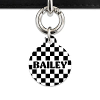Bailey And Bone Pet ID Tag Black And White Checkers Pet Tag