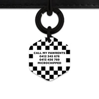 Bailey And Bone Pet ID Tag Black And White Checkers Pet Tag