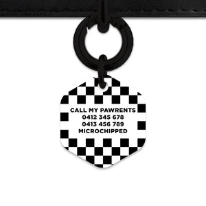 Bailey And Bone Pet ID Tag Black And White Checkers Pet Tag