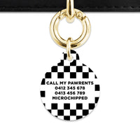 Bailey And Bone Pet ID Tag Black And White Checkers Pet Tag