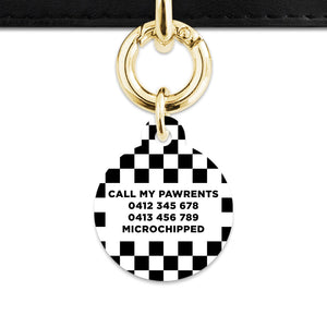 Bailey And Bone Pet ID Tag Black And White Checkers Pet Tag