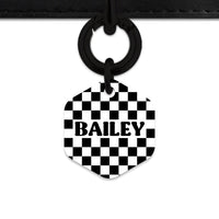 Bailey And Bone Pet ID Tag Black And White Checkers Pet Tag