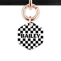 Bailey And Bone Pet ID Tag Black And White Checkers Pet Tag