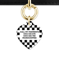 Bailey And Bone Pet ID Tag Black And White Checkers Pet Tag