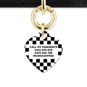 Bailey And Bone Pet ID Tag Black And White Checkers Pet Tag
