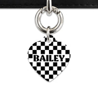 Bailey And Bone Pet ID Tag Black And White Checkers Pet Tag
