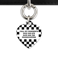 Bailey And Bone Pet ID Tag Black And White Checkers Pet Tag