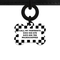 Bailey And Bone Pet ID Tag Black And White Checkers Pet Tag