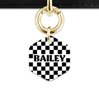 Bailey And Bone Pet ID Tag Black And White Checkers Pet Tag