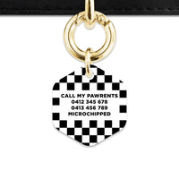 Bailey And Bone Pet ID Tag Black And White Checkers Pet Tag