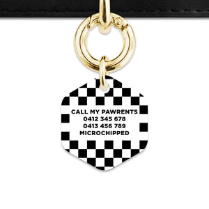 Bailey And Bone Pet ID Tag Black And White Checkers Pet Tag